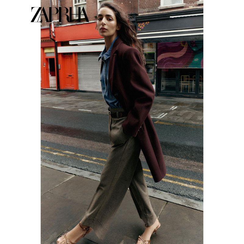 Zaprha 2025 Autumn New Casual Simplicity Lapel Split Soft Shoulder Pad Coat Outerwear Women 3046282