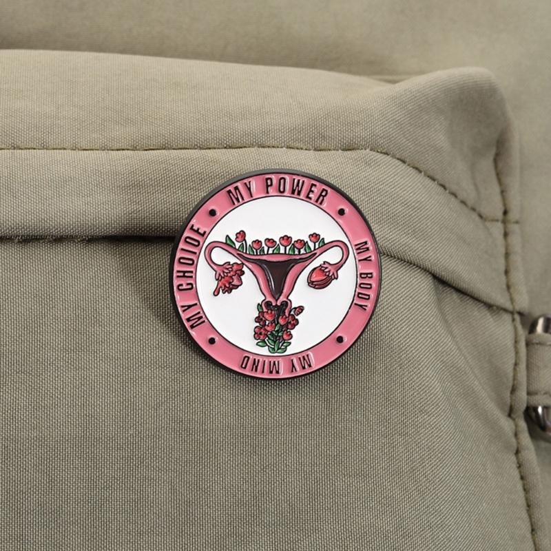 Contemporary Female Reproductive Art Brooch Shining Alloy Pin Trendy Uterus Badge Accessory For Special Occasions