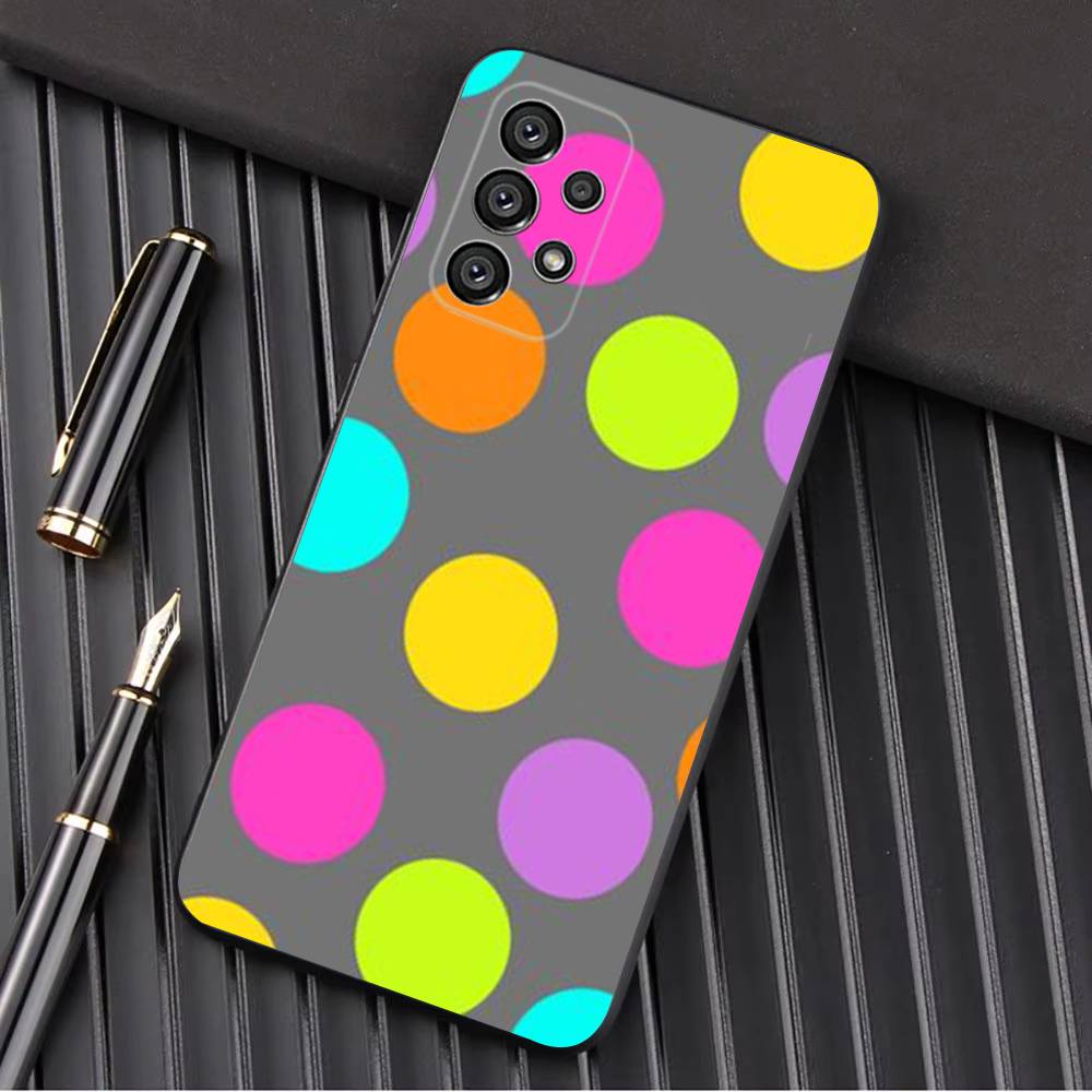 Color Polka Dot Phone Case For Samsung Galaxy A13,A21s,A22,A31,A32,A52,A53,A71,A80,A91 Soft Black Shell