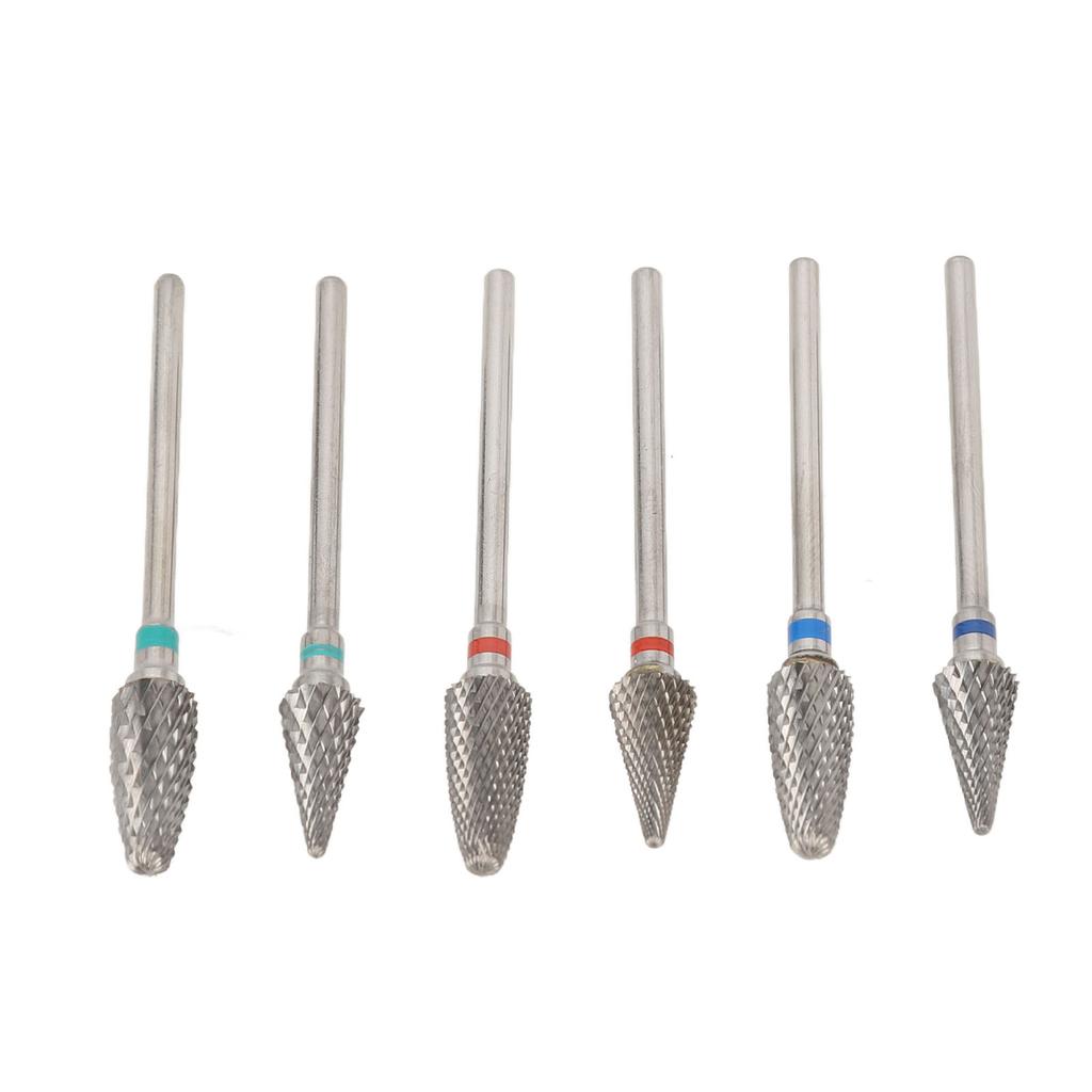 6pcs Nail Art Drill Bits Remove Dead Skin Tungsten Steel Nail Polishing Grinding Heads
