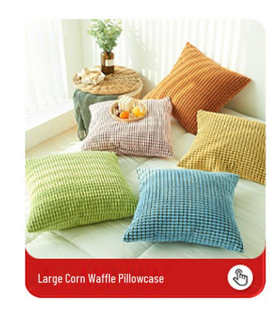 XUAI Corduroy Wheat Grain Backrest Pillowcase - Machine Washable Cover (Insert Not Included)