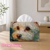 1pc 2d Flat-printed 17.78x10.92x12.95cm Tissue Box Textured Oil Painting Style White Terrier Dog Suitable for Home, Office, Vehicle and Party Settings