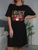 Christmas Cute Cats Print Dresses For Women 2025 Summer Fashion X-Mas Snowflake Clothing Casual Short Sleeve Loose A-Line Dress