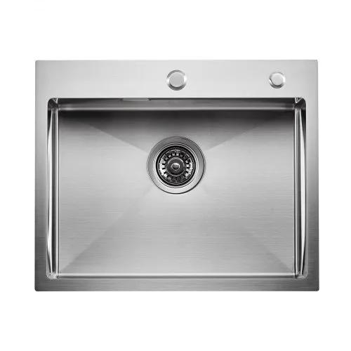 VEVOR 55cm Kitchen Sink Workstation, 304 Stainless Steel Top Mount Sinks, Drop-In Single Bowl Farmhouse Basin with Accessories