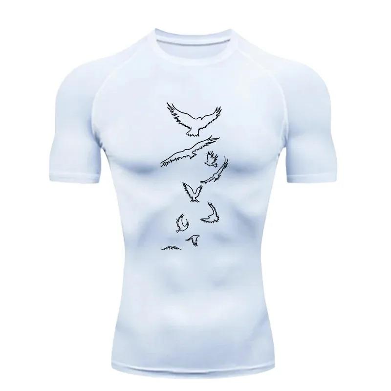 Mens Sports Training Fitness Compression Running Gym Workout T-Shirt Rashgard Tops Breathable Quick Dry Short Sleeve Tight Fit