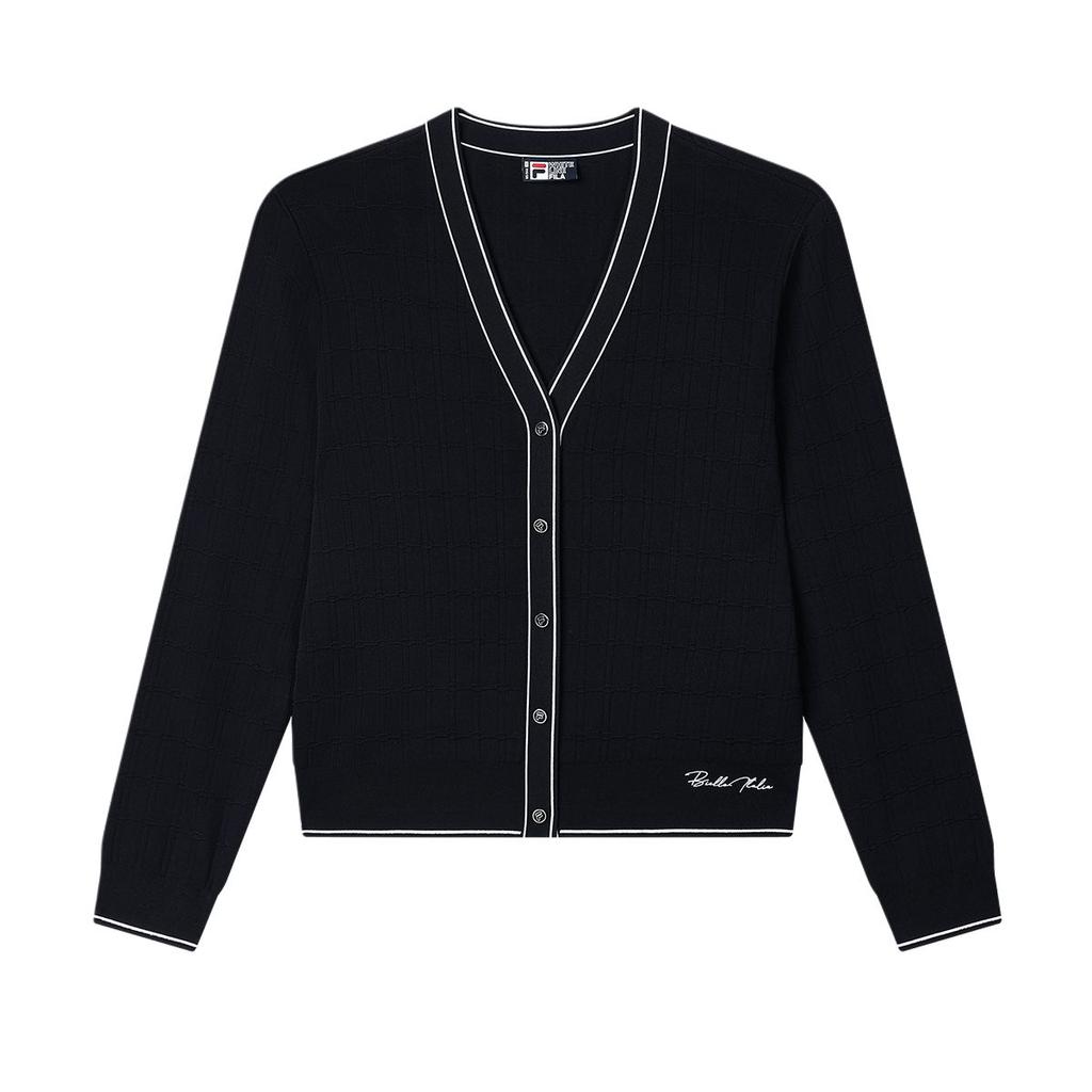 Fila White Series Fashion Casual Woven Cardigan Sweater Women Tops Legendary-Blue F11W523403F-NV