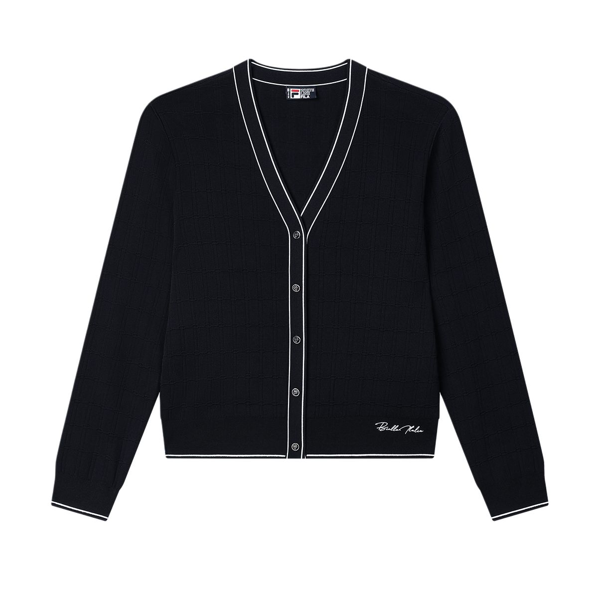 

Fila Белая серия Модный повседневный вязаный кардиган Женские топы Легендарно-синий F11W523403F-NV S