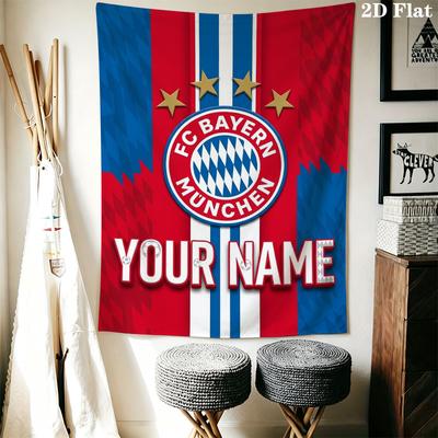 Tapiz de Pared del Bayern de Múnich con Nombre Personalizado Colgante Estético para Pared Manta de Tela Impresa Tapices Decorativos para Dormitorio Sala de Estar Decoración del Hogar