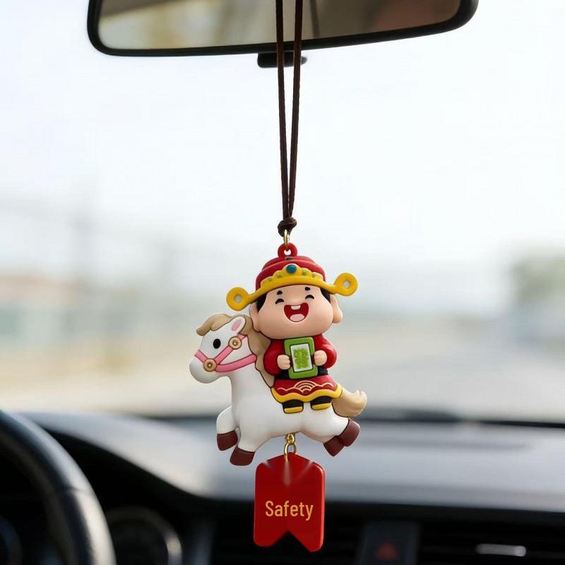 2026 Year of the Horse Car Pendant: God of Wealth Blessings, Mascot Gift for Boyfriend or Father