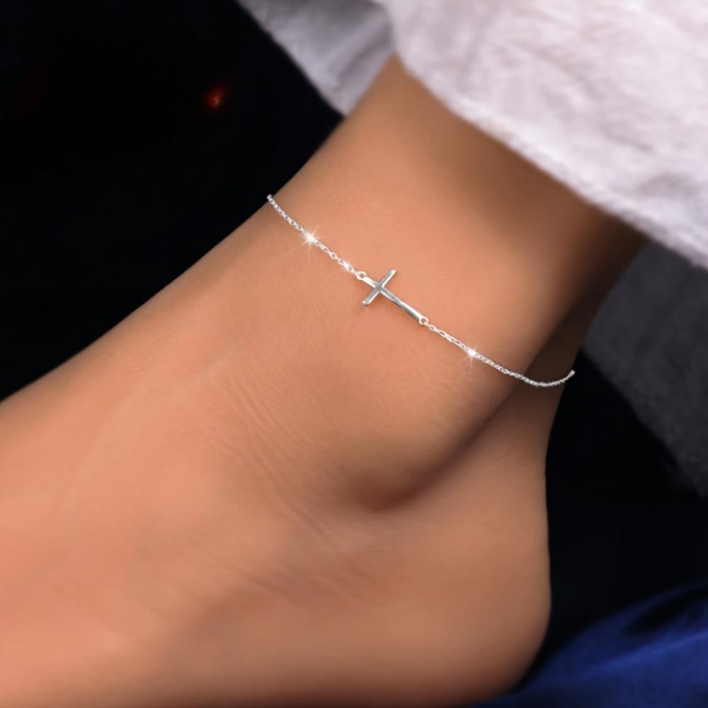 Cavigliera minimalista con incrocio, stile classico, gioielli minimalisti alla moda ipoallergenici