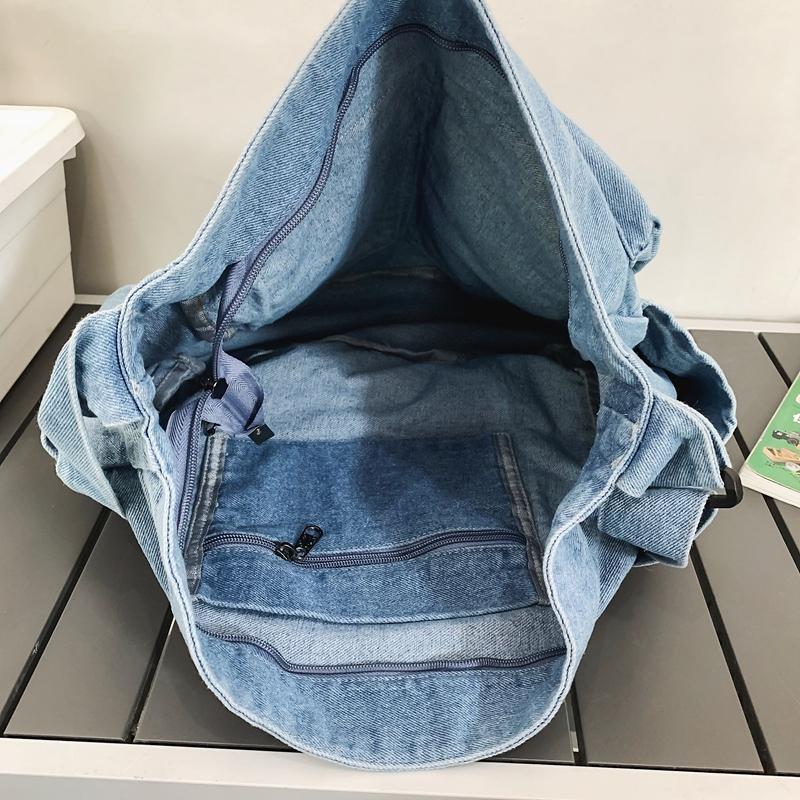 Denim Messenger Bag Women's Large Capacity Shoulder Bag Student Class Bag