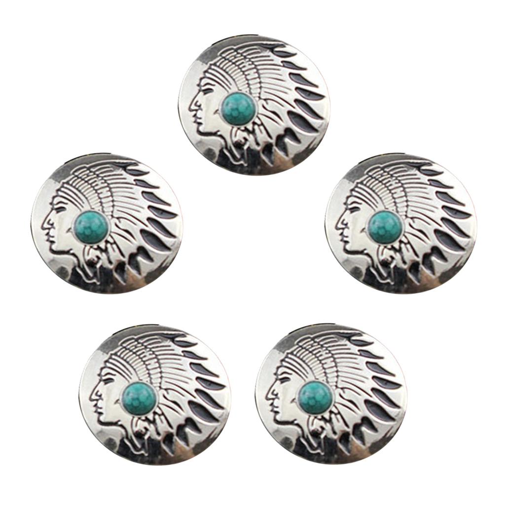 5 Pcs Leather Decorative Button Imitation Turquoise Buttons Flower Clothes Buttons for Jewelry Making Decoration
