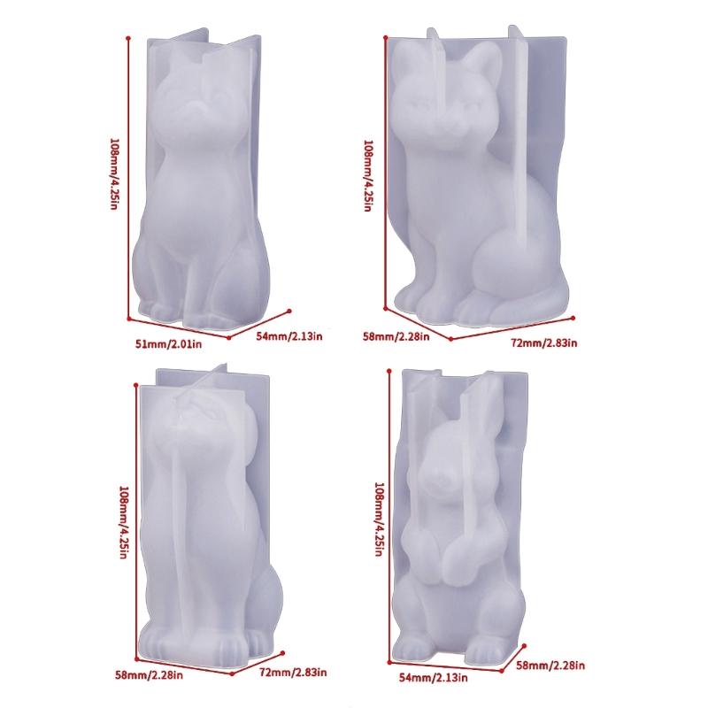 3D Tier Kerzenform, Katze Hund Kaninchen Kerzenform für DIY Kerzen Gipsornamente Heimdekorationen, Epoxidharz Gießen