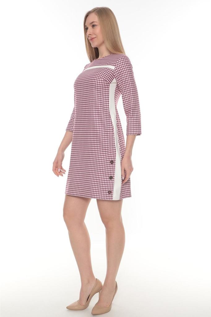 Damen Übergröße Kleid Gestreiftes und Lederdetailliertes Kleid