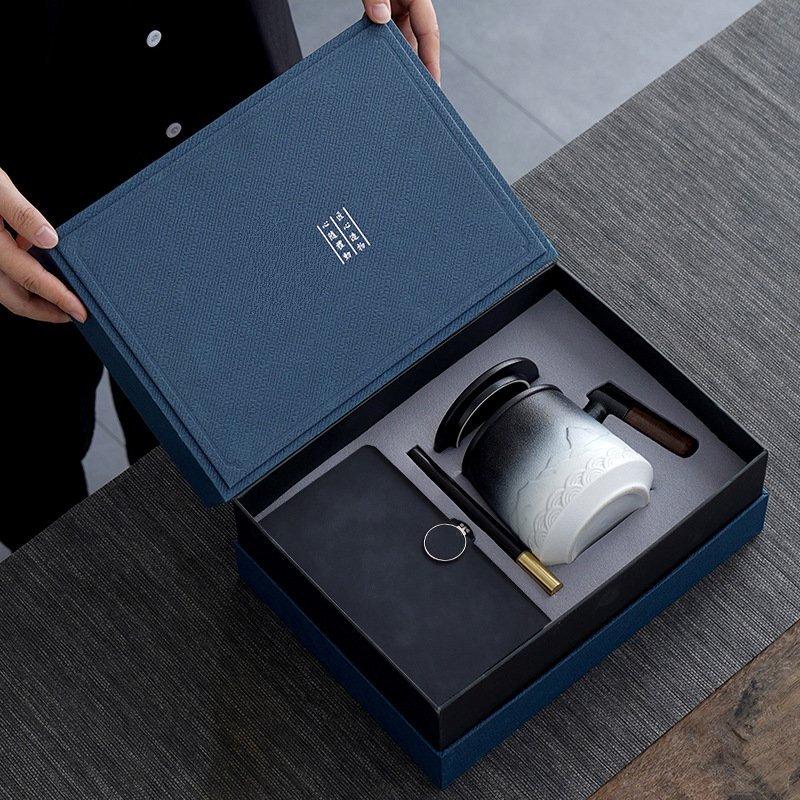 Gradient White Ceramic Mountain Sea Cup Gift Set