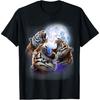 3 Tigres Hurlant à la Lune Chat Sauvage Amoureux de Tigre du Bengale T-Shirt