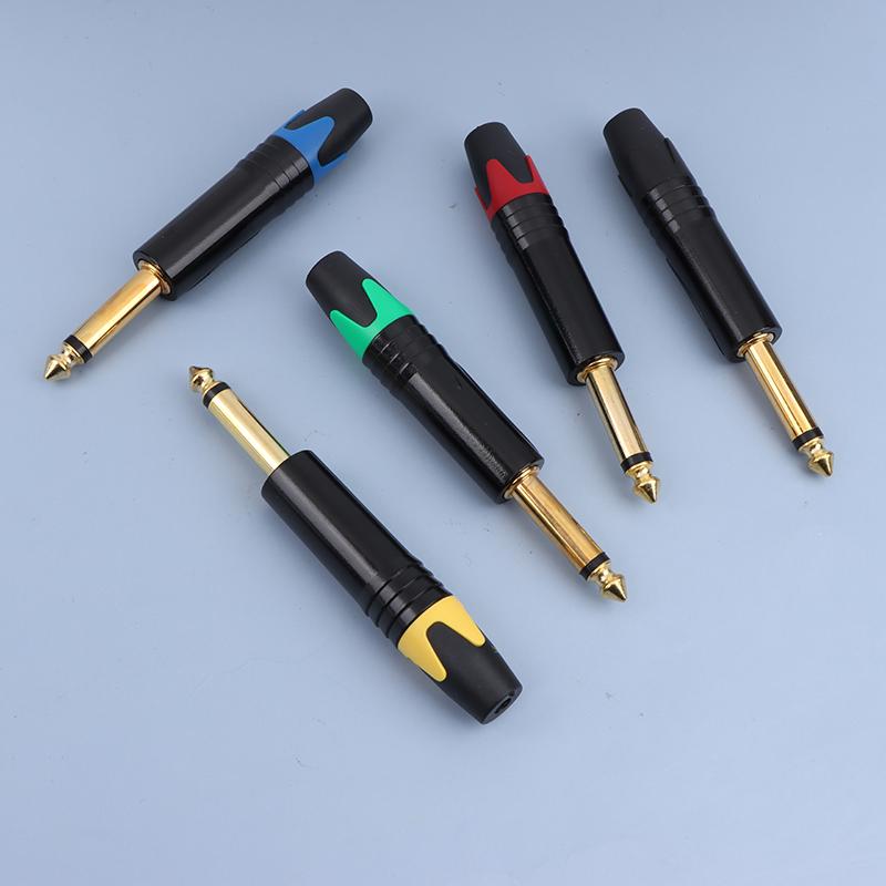 6.35 Mm Gold-Plated Microphone Audio Plug Mute Plug Connector Jack Mono Assembly Microphone Connector Mono Plug