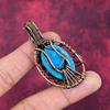 Evil Eye Tibetan Turquoise Pendant Copper Wire Wrapped Pendant Moonstone Jewelry