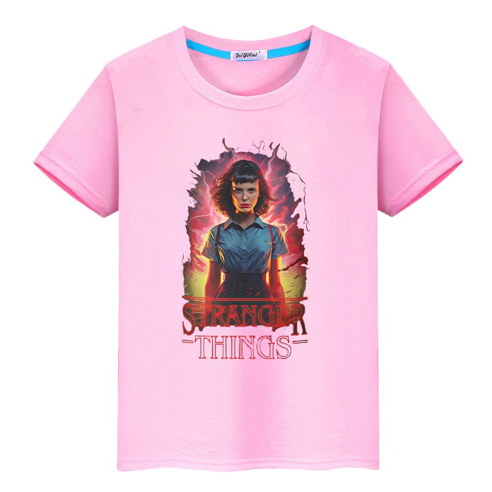 Koszulka z nadrukiem stranger things dla dzieci chłopiec10lat 100%Bawełna Bluzki Koszulki Anime Kawaii Krótki t-shirt y2k one piece ubrania dla dzieci dziewczynki