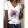 Women's T-Shirts Summer Tops Printed Floral Patterns Classic Casual Short Sleeve V Neck Cropped Tops Everyday Weekend Summer Spring Autumn