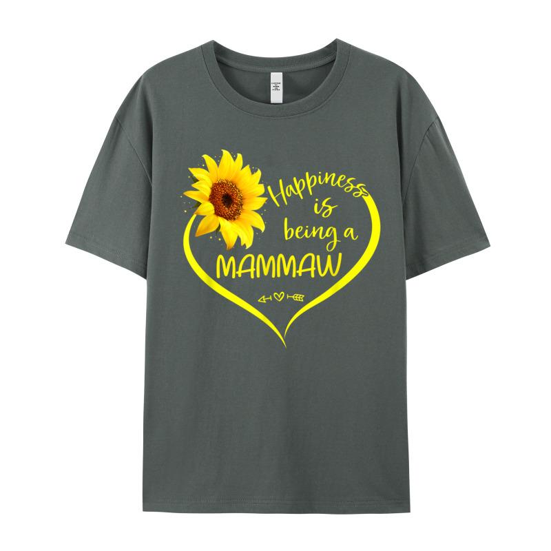 Happiness Is Being A Mammaw Oneck Tshirts Summer Tops Tees Short Sleeve Classic 100 Cotton Normal T Shirt Graphic Unisexs