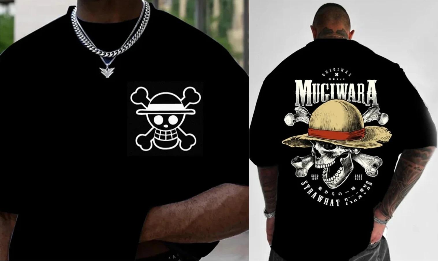 

2026 The Latest ONE PIECE Japanese-style Animation Loose Large-size Retro Heavy Cotton Couple Crew Neck Short-sleeved T-shirt XXXL бежевий