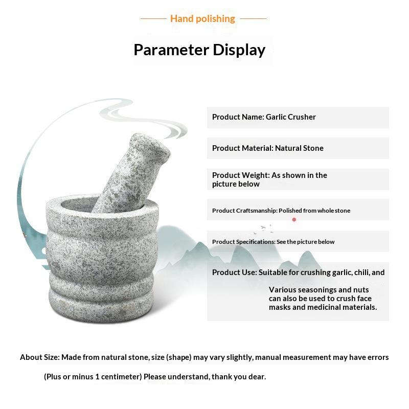 Heavy Duty Natural Granite Grinding Pestle Polished Non-Slip Base for Kitchen Grinding Spices Herbs Pesto Guacamole