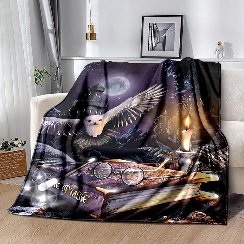 Enchanted Night: Wizard's Candlelit Spellbook SetPrint Blanket, Soft Blanket For Sofa Office Bed And Travelling Daughter Birthday Gift esj28