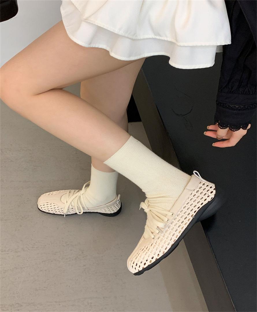 

~ Niche retro silver strap ballet shoes women s 2025 new light mouth single shoes Mary Jane shoes 40 абрикосовий