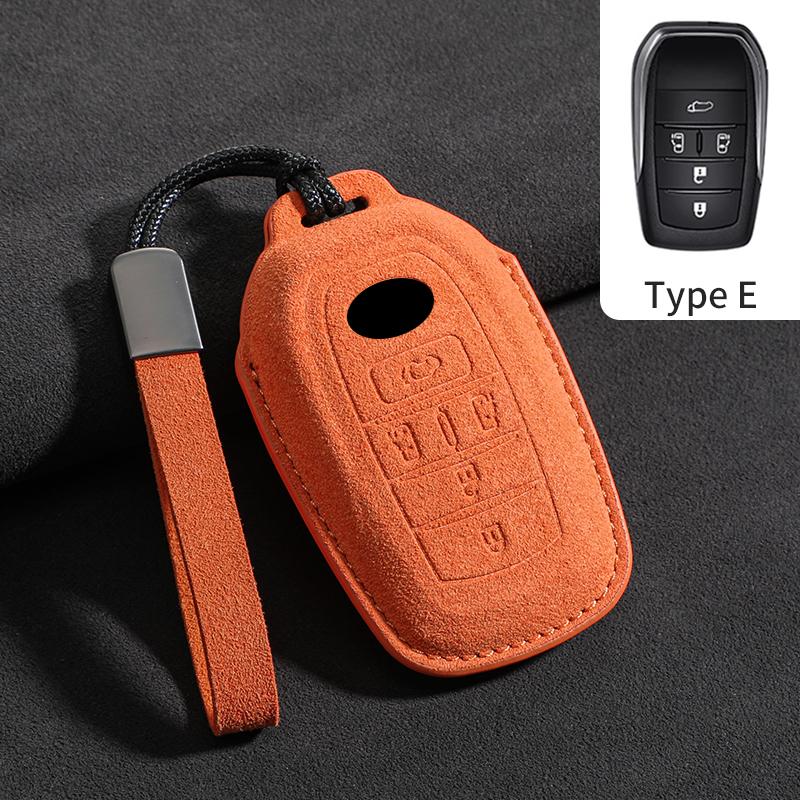 

Suede Leather Car Key Case Cover Shell For Toyota Prado Land Cruiser Camry Alphard VELLFIRE PREVIA Auto Key Protector Accessorie