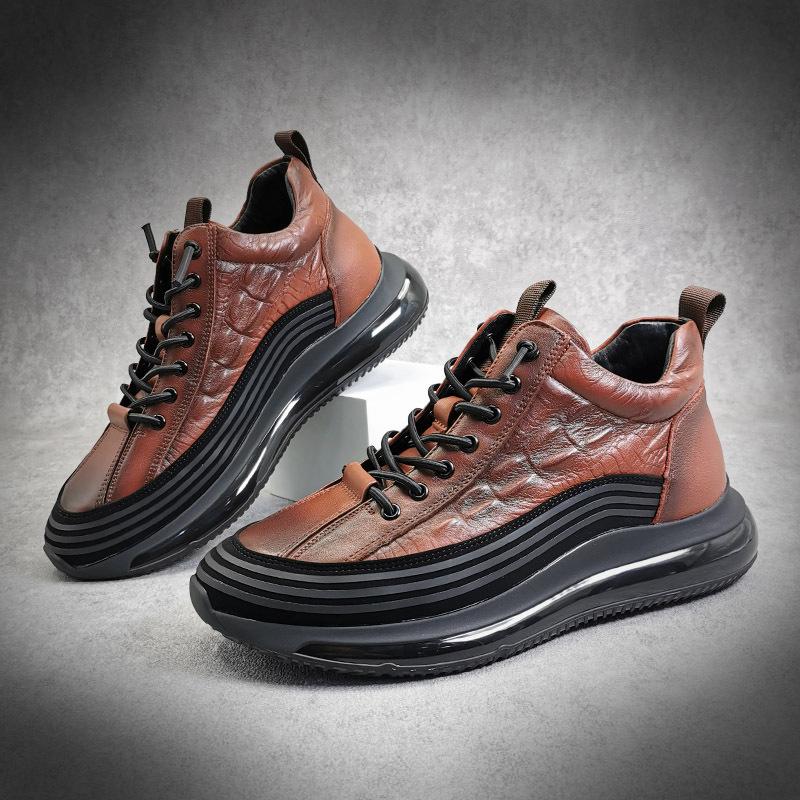 

Кроссовки из коровьей кожи с крокодиловым принтом, мужская обувь, мужские ботинки, мужская повседневная обувь, роскошная мода 41 чёрный