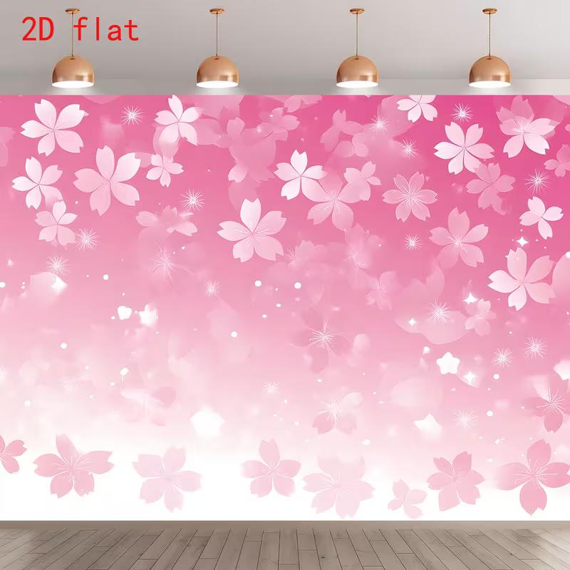 2D Flat Sakura Flower Party Photography Background