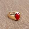 Oval Cab Red Coral Sterling Silver Yellow Gold Fill Ring Jewelry