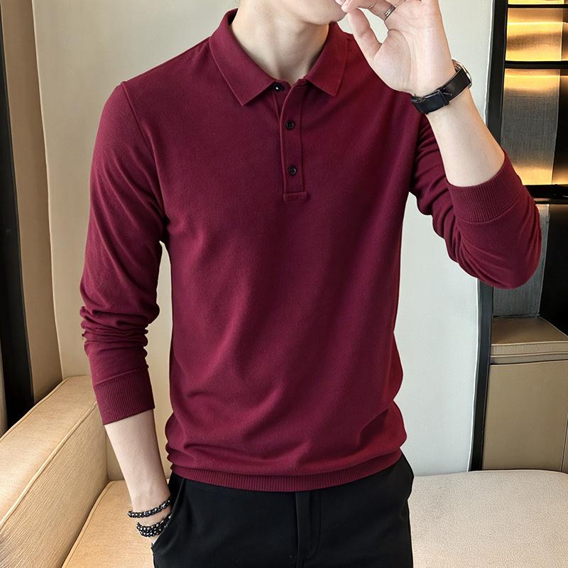 New Men's Polo Shirt Imitation Cashmere Sweater Business Casual Top High-end Base Shirt Middle-aged and Young Jacket