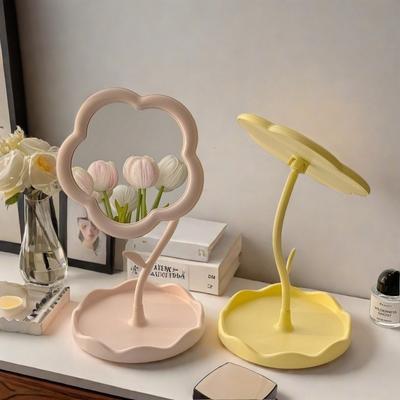 1pc Charming Sunflower Makeup Mirror with Storage Tray - 360° Swivelling,Adjustable Vanity Mirror Perfect for Bedroom Decoration