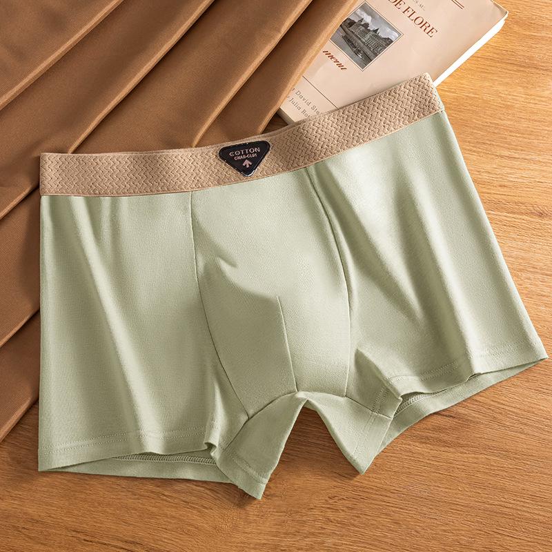 Men's 10A Antibacterial Cotton Boxer Briefs - Mid-Rise, Breathable Square Leg Underwear, Youthful Trend Shorts, Plus Size Available.