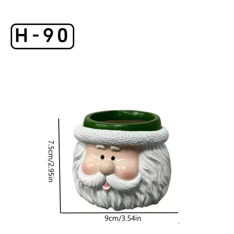 Cartoon Christmas Snowman Santa Succulent Resin Small Flower Pot Holiday Desk Decoration Hot Export Style