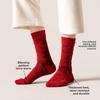 Red Socks for The New Year with Loops, Men's and Women's Mid-calf Cotton Socks, Red Wedding Warm Combed Cotton Socks