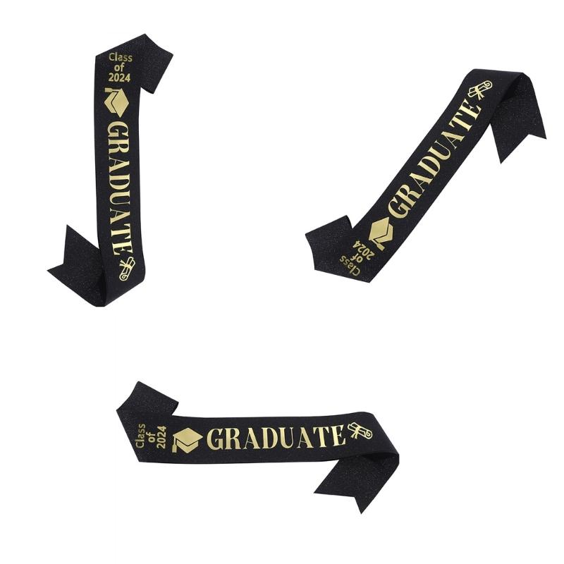 Black Color Graduation Stole Happy Graduation Party Sash Comfortable Graduation Sash for Teens College Photography Use