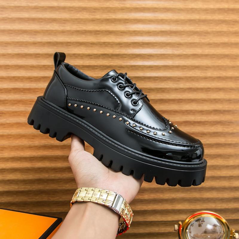 Men Casual Office Business Formal Oxford Thick Bottom Dress Shoes Men Gentleman Outdoor Patent Leather Wedding Shoes Fashion