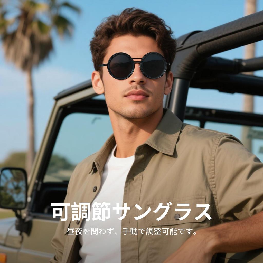 Cyxus Adjustable Sunglasses with Polarized Round Variable ND 9 Adjustable UV Stylish Design Lenses, Filter, Levels, Protection, (P1299)