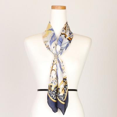 Shop Women Spring Leaf Silk Filling Scarf Navy Lmd Wsc 0376