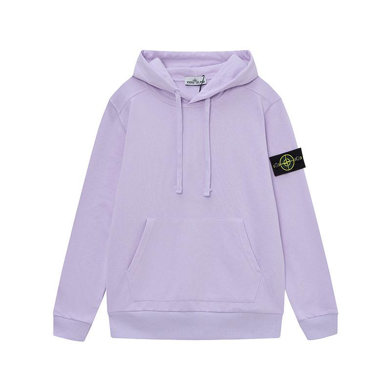 Unisex Terry Fleece Badge Hoodie - Solid Color, Long-Sleeve Island Style