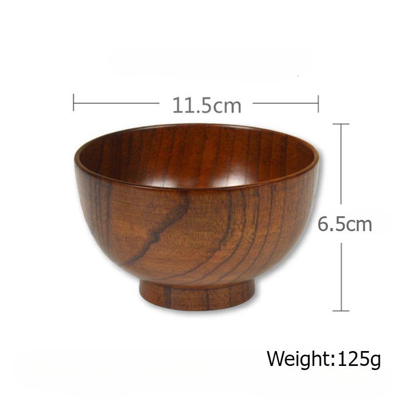 

Деревянная миска Натуральная круглая детская миска для риса Антипригарная твердая деревянная емкость для супа и салата Бытовая посуда