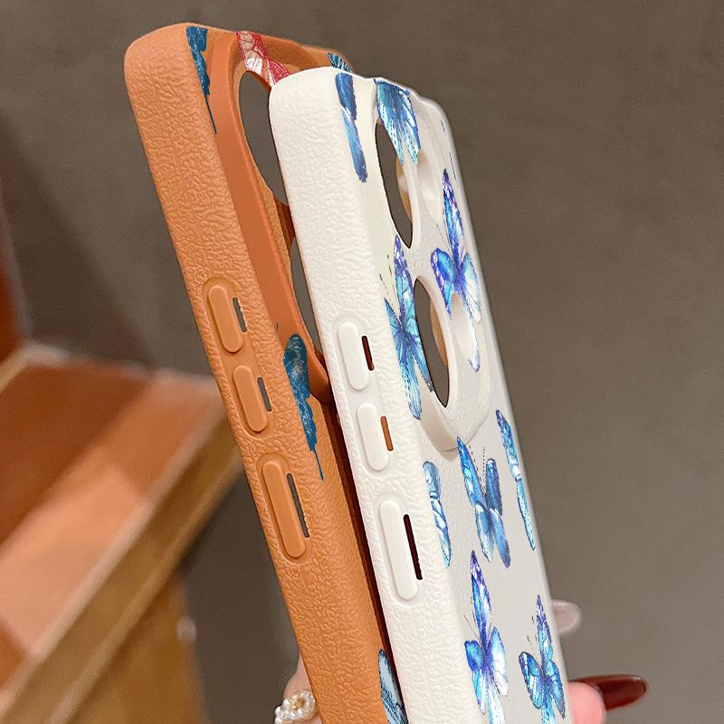 Color Butterfly Pattern Silicone Soft Case for Xiaomi 13t Poco X6 M6 Pro Redmi Note 14 13 12 11 10 Pro Shockproof Leather Texture Plain Color Cover