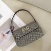 Full Rhinestone Bow Large Capacity Portable Personalized Banquet Diamond Flip Small Square Bag Underarm Crossbody