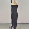 Women Summer Strap Backless package hip hig split One Piece Dress