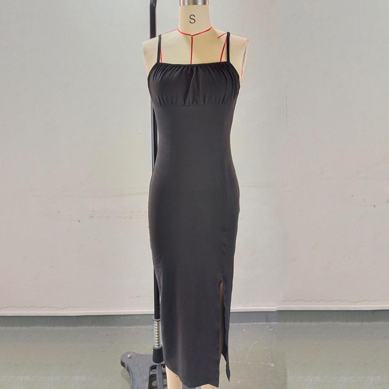 Women Summer Strap Backless Package Hip Hig Split One Piece Dress