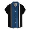 Men Short Sleeve Button Down Shirt Vertical Stripe Print Lapel Collar Casual Loose Fit Summer Top
