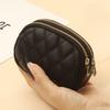 New PU Leather Rhombus Small Wallet Mini Coin Change Bag Double Zipper Storage Change Bag